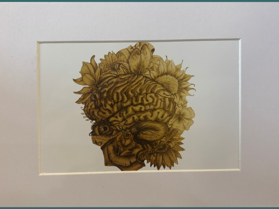 Abstract brain design in soft pastel colours, with gentle shapes symbolising thought, emotion, and connection.