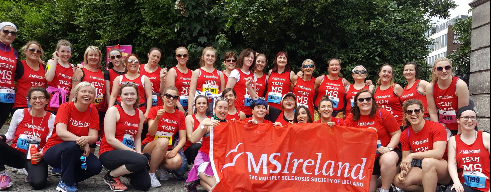 Image of a group of MS Ireland Supporters taking part in the Mini Marathon 