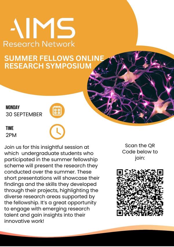 A promotional poster for an online research symposium featuring the date, September 30th. It includes the text inviting viewers to attend the event, and a QR code for easy registration or access to more information.