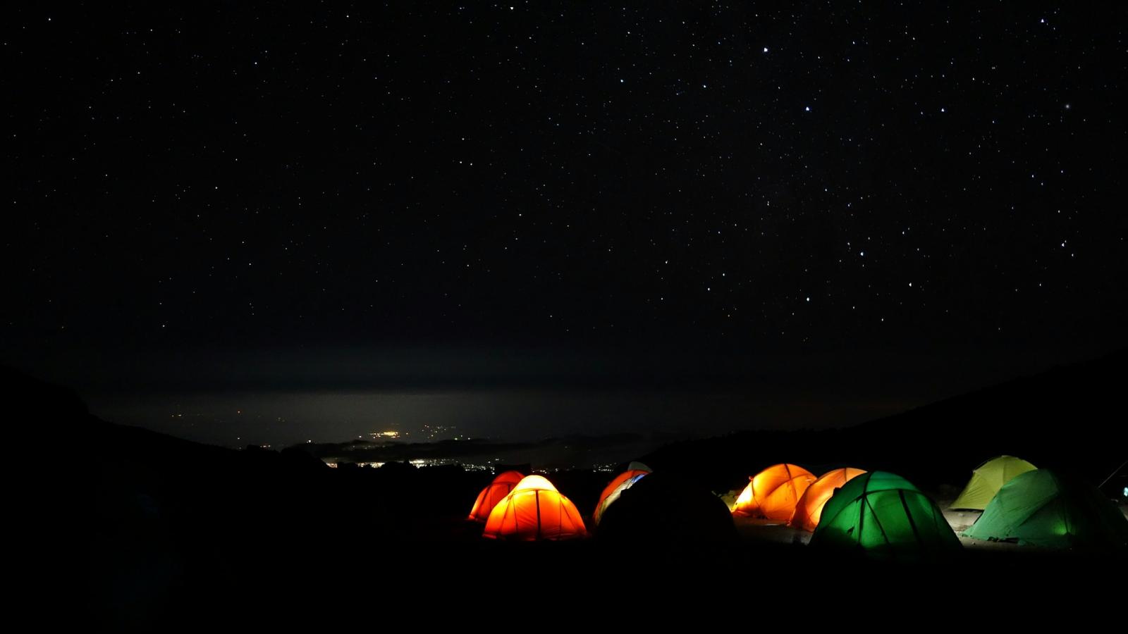 Camping at night